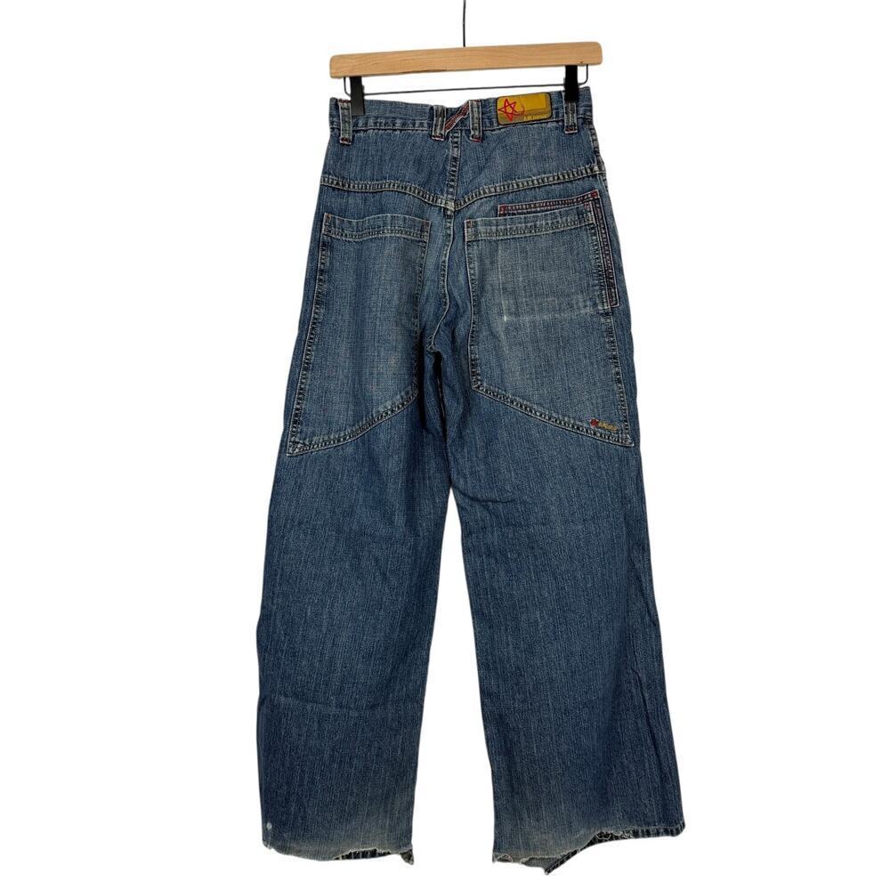 Vintage Y2K KIKWEAR Rave Jeans Mens 26X28.5 Wide Leg Big Pocket Skater Thrashed